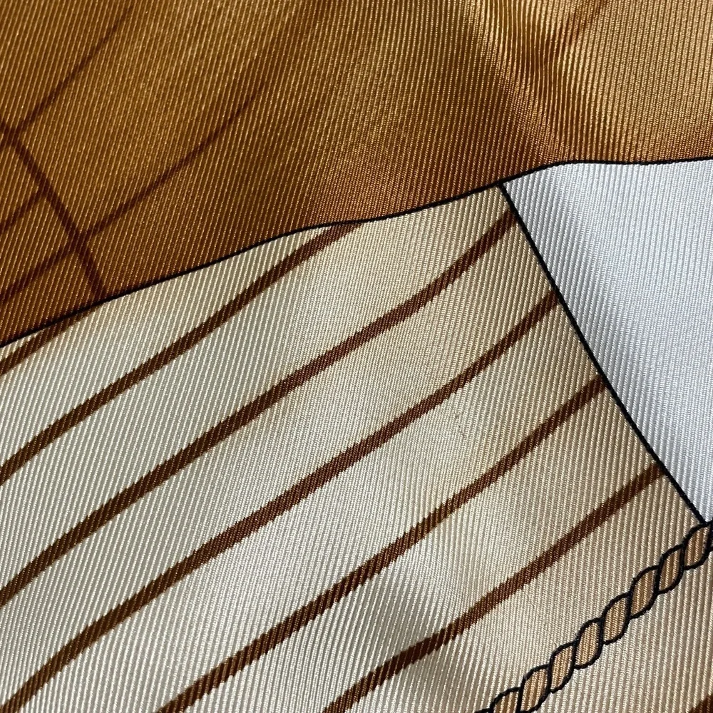Louis Vuitton Silk Scarf with Nautical Motif in Blue and Cream